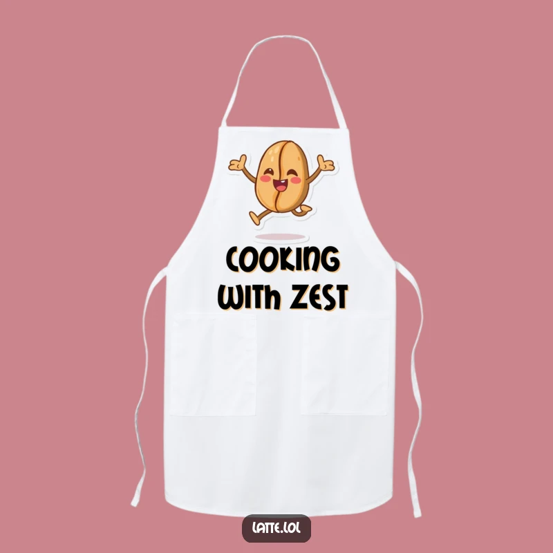 Funny Coffee Bean Leap Apron: Brew Up Some Energy!