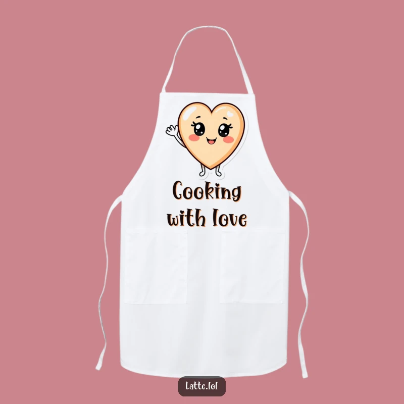 Funny Latte Heart Wave Apron: Kitchen Cheerful Coffee Gift