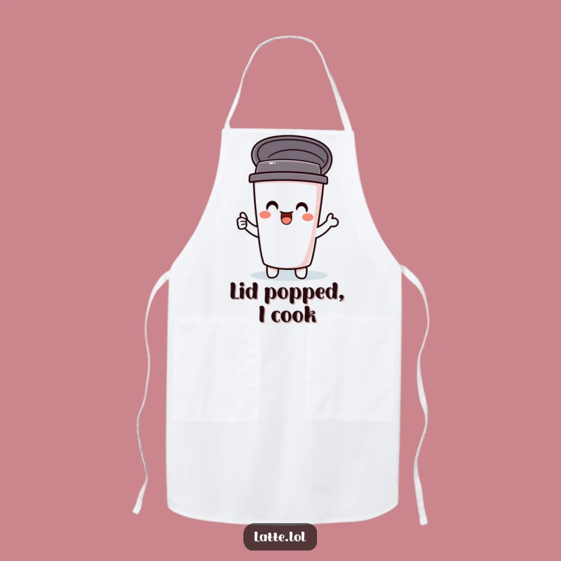 Funny Travel Mug Apron: Delightful Lid Pop Kitchen Fun, Perfect Humorous Chef Gift!