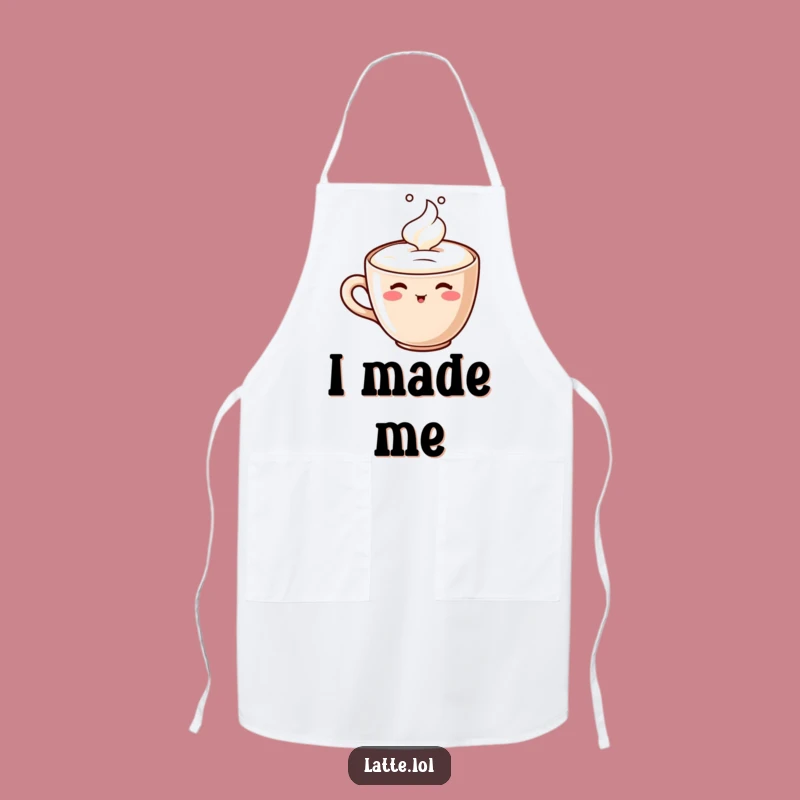 Funny Kitchen Apron - Happy Latte Character Sipping Foam Chef Gift