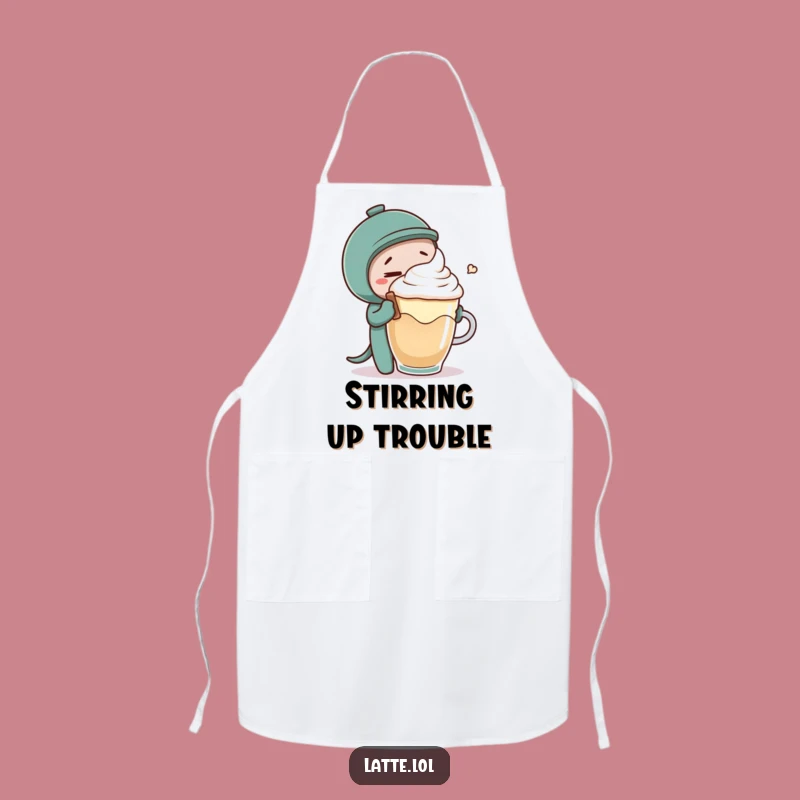 Funny Stirring Mischief Apron: Cook with Coffee Character Fun