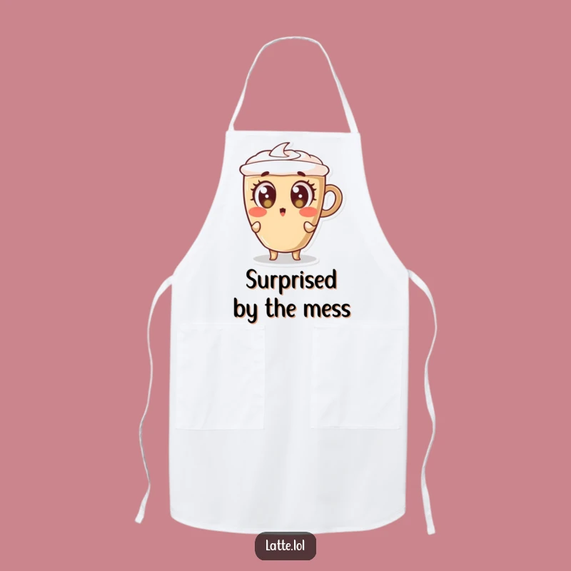 Funny Surprised Latte Apron: Wide-Eyed Kitchen Wear - Humorous Gift