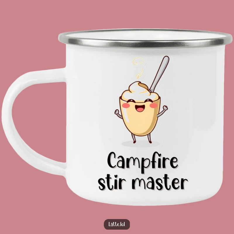 Funny Coffee Spoon Latte Camping Mug - Outdoor Character, Fun Funny Gift