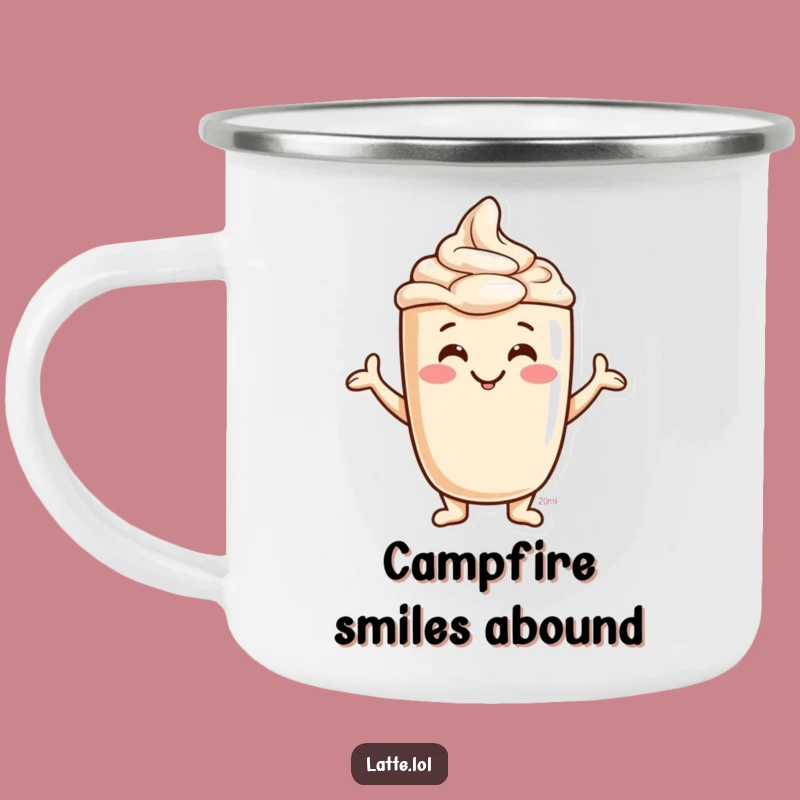 Funny Jovial Latte Foam Camping Mug - Adventure Character, Cheerful Funny Gift