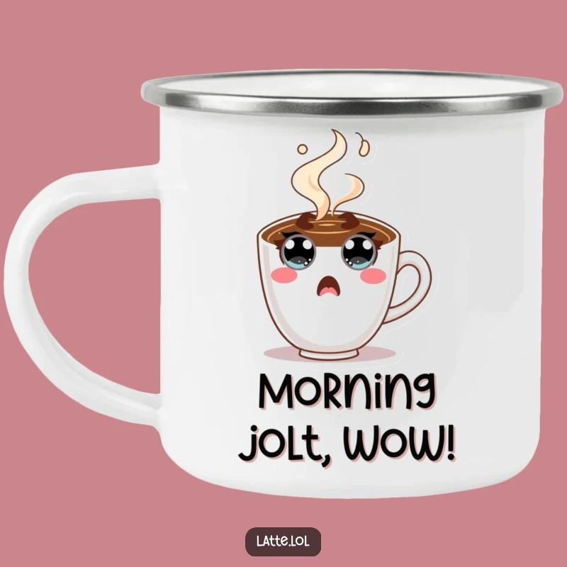 Funny Surprised Coffee Cup Camping Mug - Outdoor Character, Rugged Funny Gift