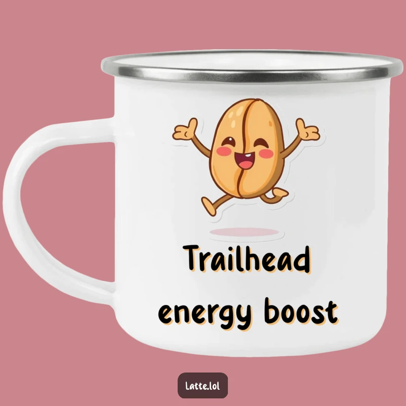 Funny Coffee Bean Leap Camping Mug: Adventure Fueled by Coffee!