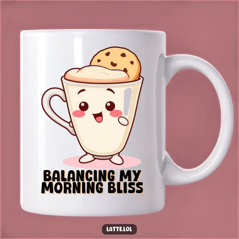 Balancing Latte Funny Mug: Wobbly Cup, Cookie Wafer Balance, Snack Time Gift