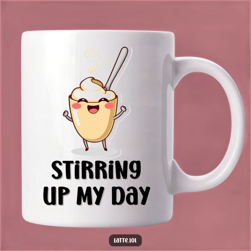 Funny Coffee Spoon Latte Mug - Stirring Character, Hilarious Funny Gift