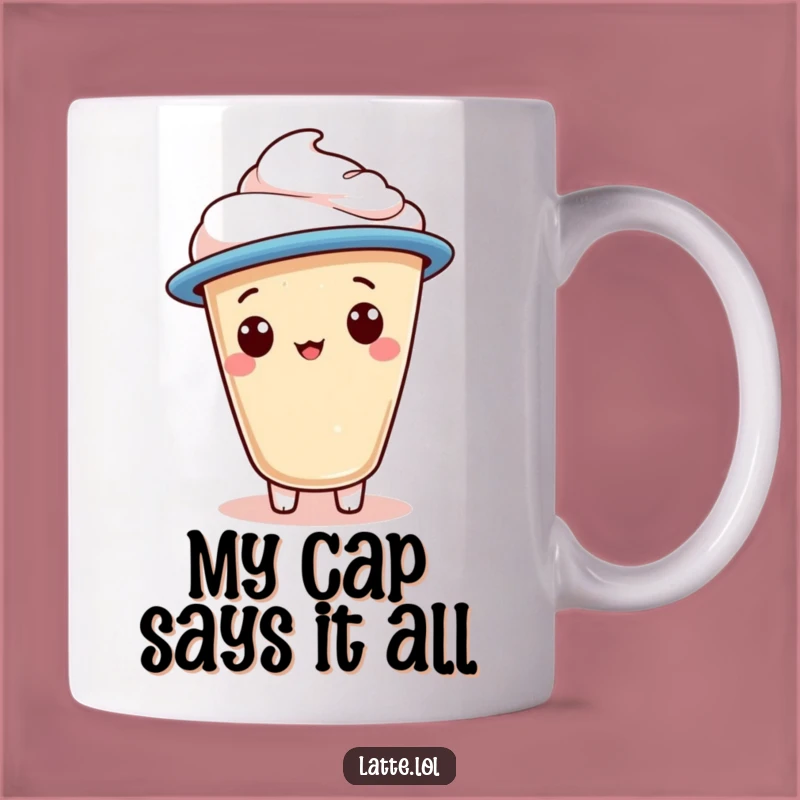 Funny Latte Foam Character Mug: Jaunty Cap Coffee Lover Gift