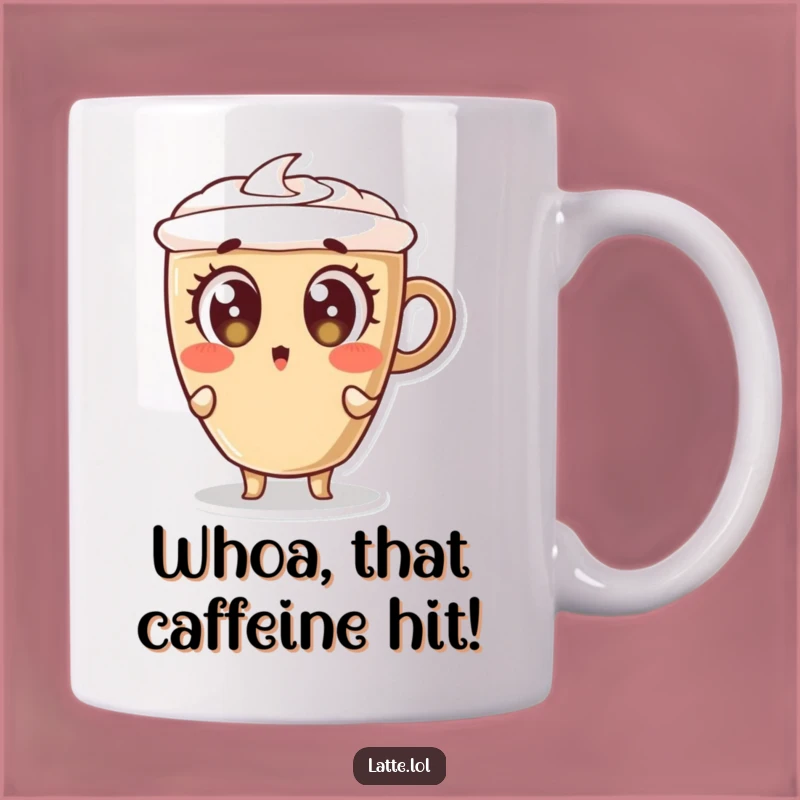 Funny Surprised Latte Mug: Wide-Eyed Lean Coffee Cup Gift