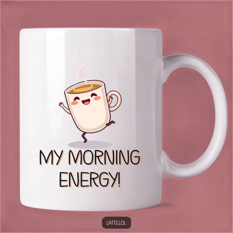 Funny Latte Cartwheel Mug: Energetic Coffee Character Gift