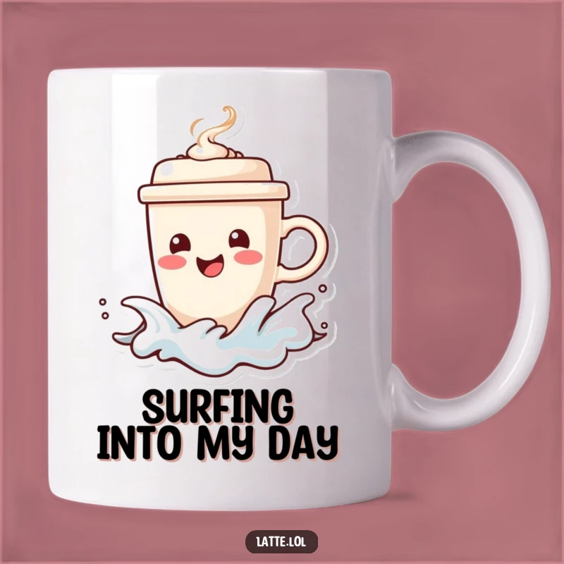 Surfing Coffee Funny Mug: Happy Cup, Steaming Lid, Wave Rider Gift