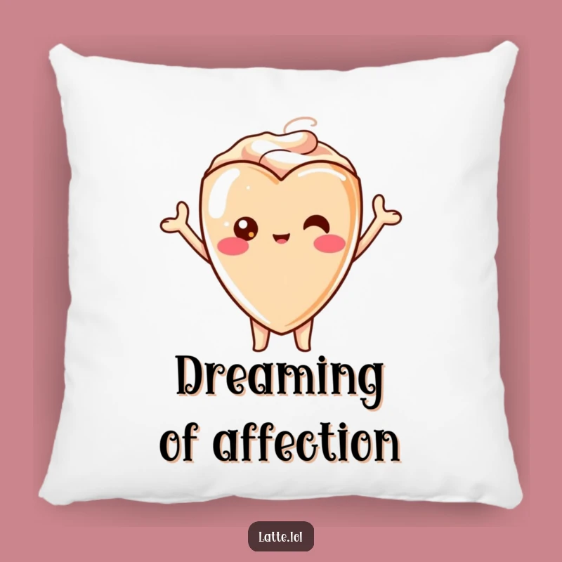 Funny Kawaii Latte Heart Pillow - Cheerful Comfort Accent