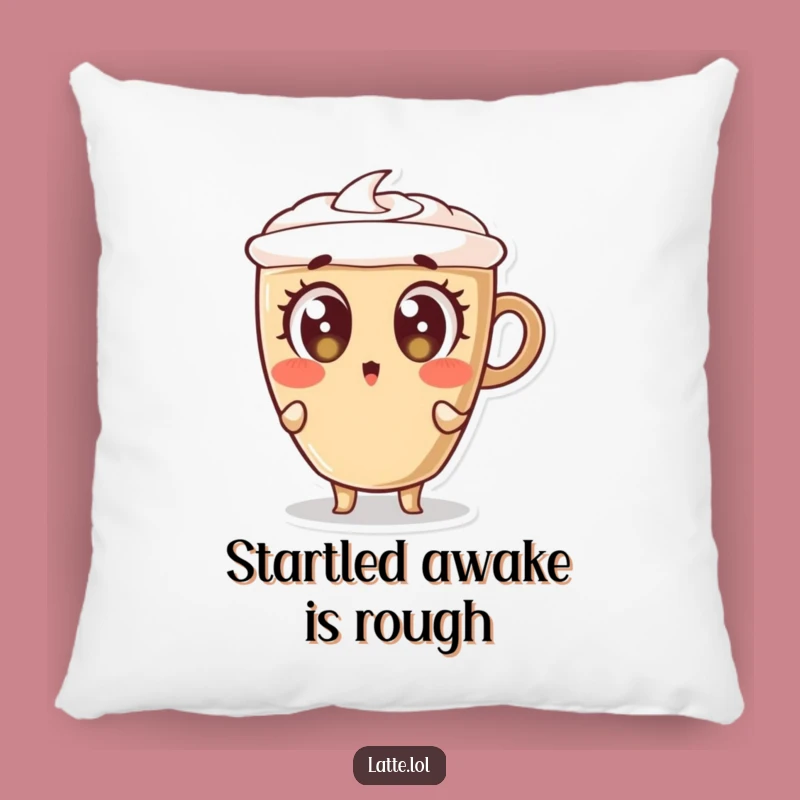 Funny Surprised Latte Pillow: Cozy Wide-Eyed Accent Pillow - Fun Gift