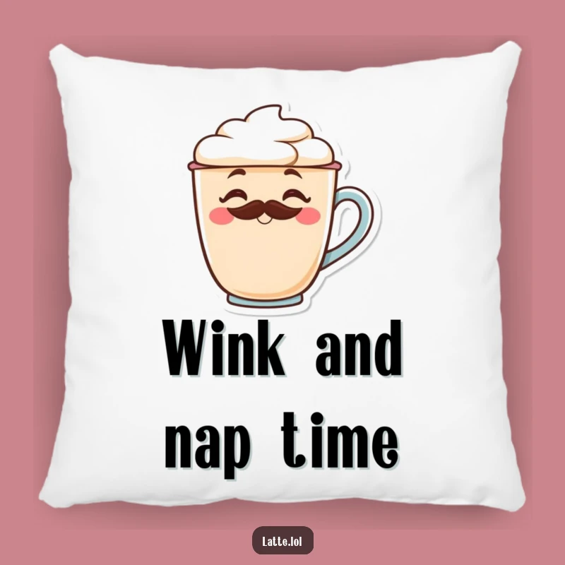 Funny Latte Wink Pillow: Soft & Hilarious Gift for Cozy Coffee Corners