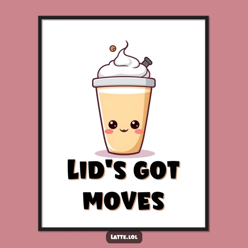 Funny Bopping Latte Art Digital Print: Instant Energetic Decor for Coffee Lovers
