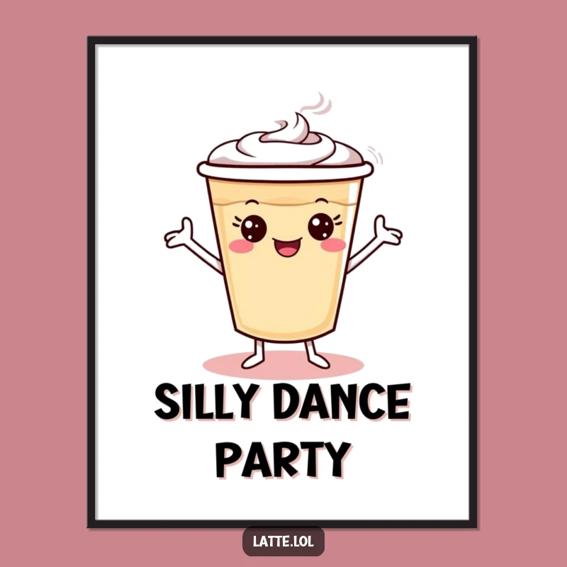 Funny Dancing Latte Art Digital Print: Instant Energetic Decor for Coffee Lovers
