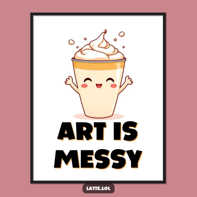 Funny Latte Splash Digital Print - Playful Art Download