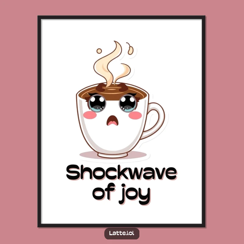 Funny Surprised Coffee Cup Wall Art - Digital Character, Instant Funny Gift