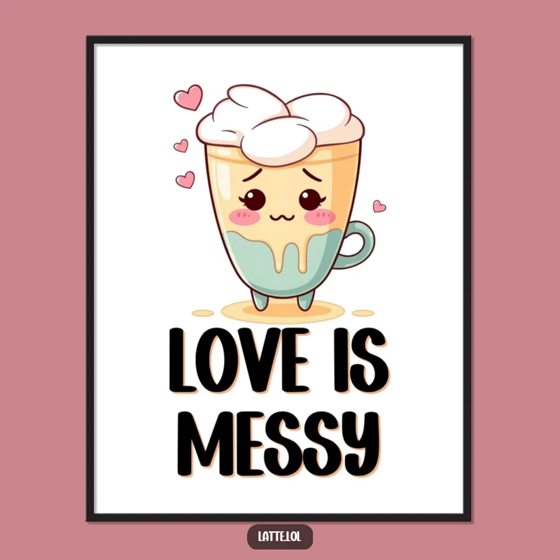 Funny Embarrassed Latte Art Digital Art: Blushing Coffee Instant Gift