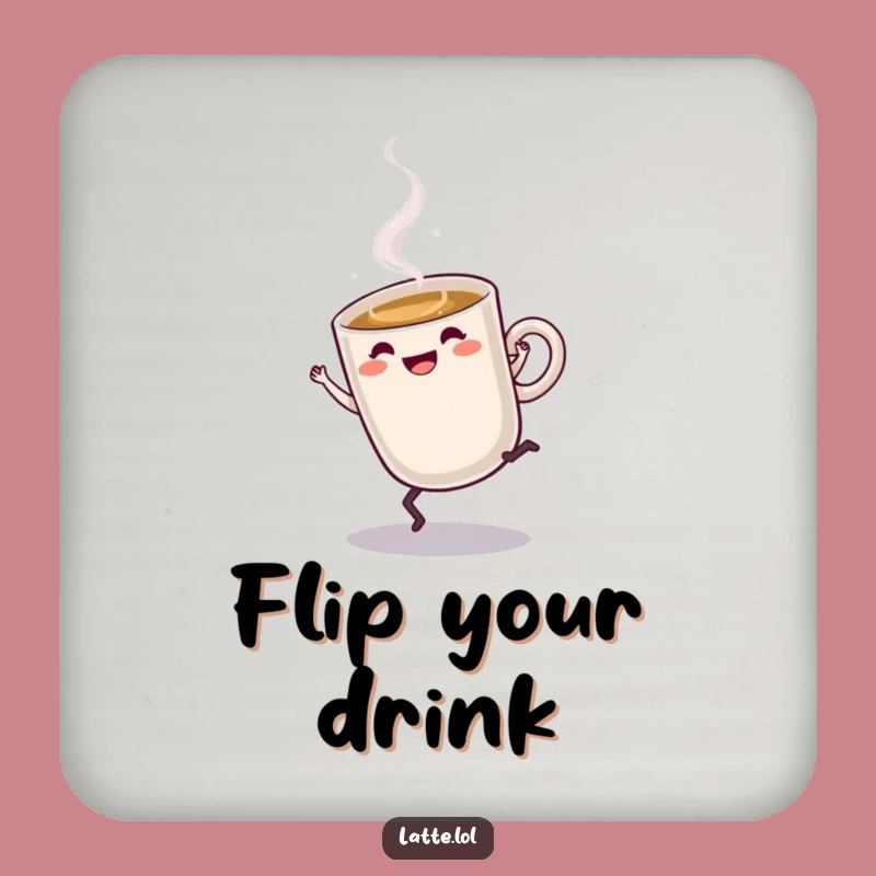 Funny Latte Cartwheel Coaster: Energetic Coffee Protection Gift