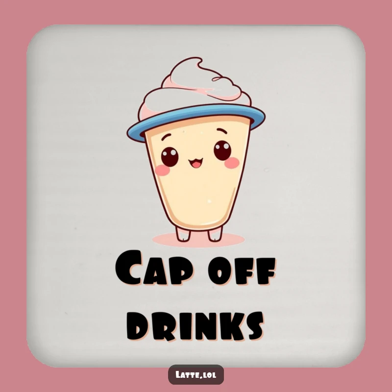 Funny Jaunty Cap Latte Foam Coaster: Protect Surfaces with Humor