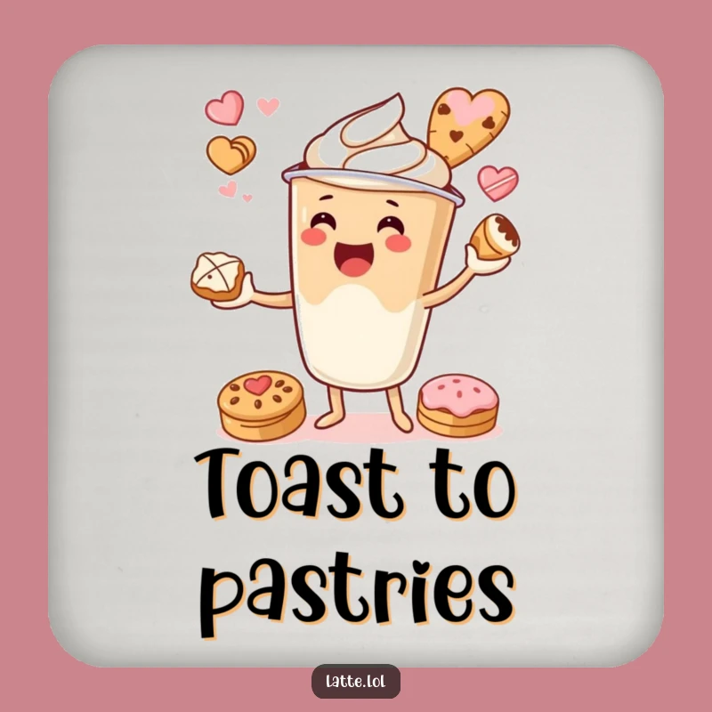 Funny Latte Cup Juggling Pastries Coaster: Protect Surfaces with Sweetness