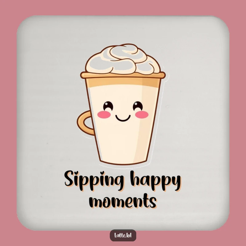 Funny Smiling Latte Cup Drink Coaster: Protect Surfaces with a Smile!