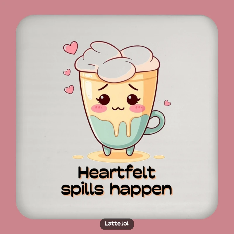 Funny Embarrassed Latte Art Coaster: Blushing Table Protection Gift