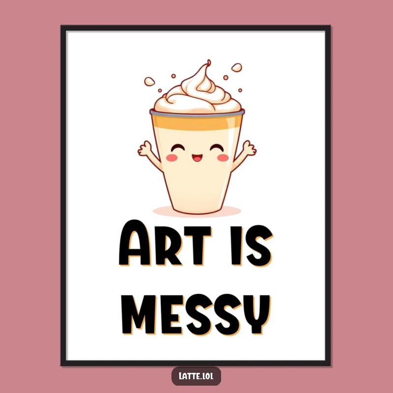 Funny Latte Splash Poster - Playful Foam Art Decor