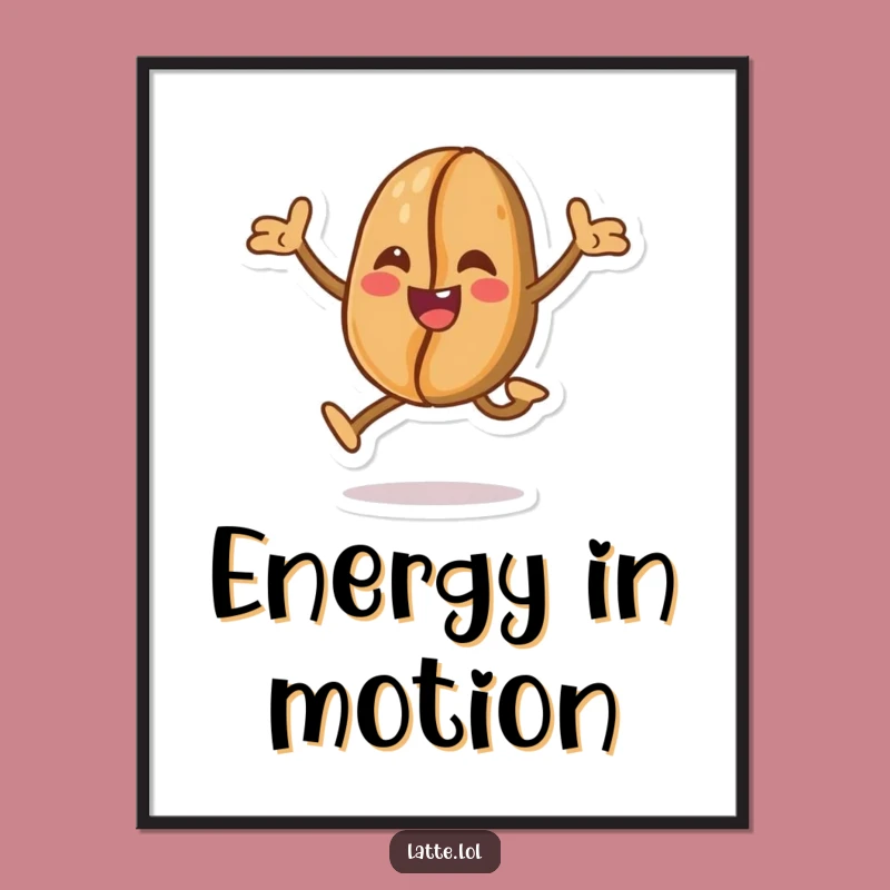 Funny Coffee Bean Leap Poster: Energize Your Walls!