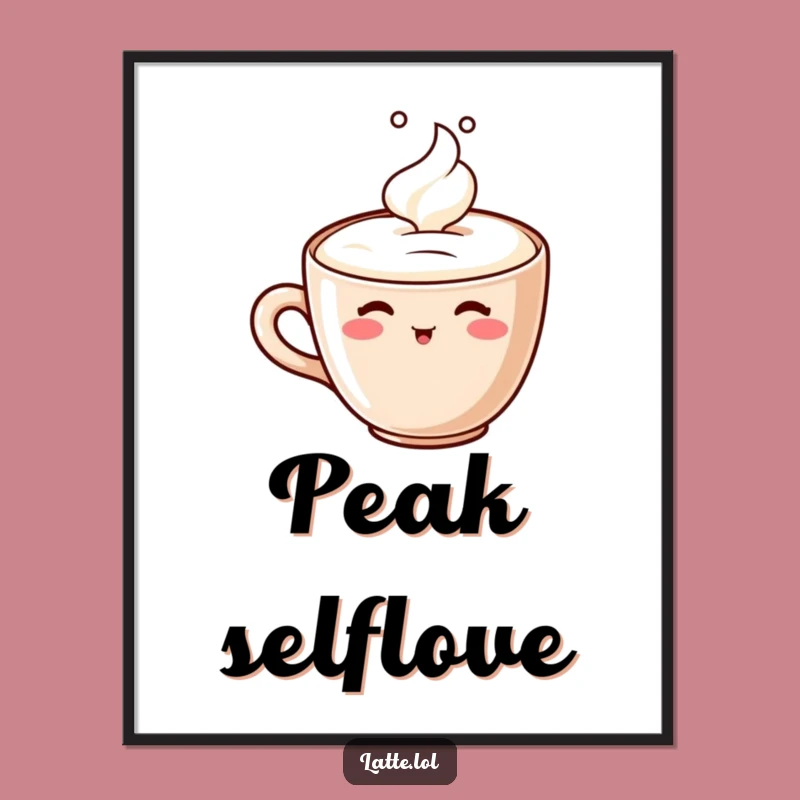 Funny Latte Art Poster - Cheerful Coffee Character Foam Sip Wall Decor Gift