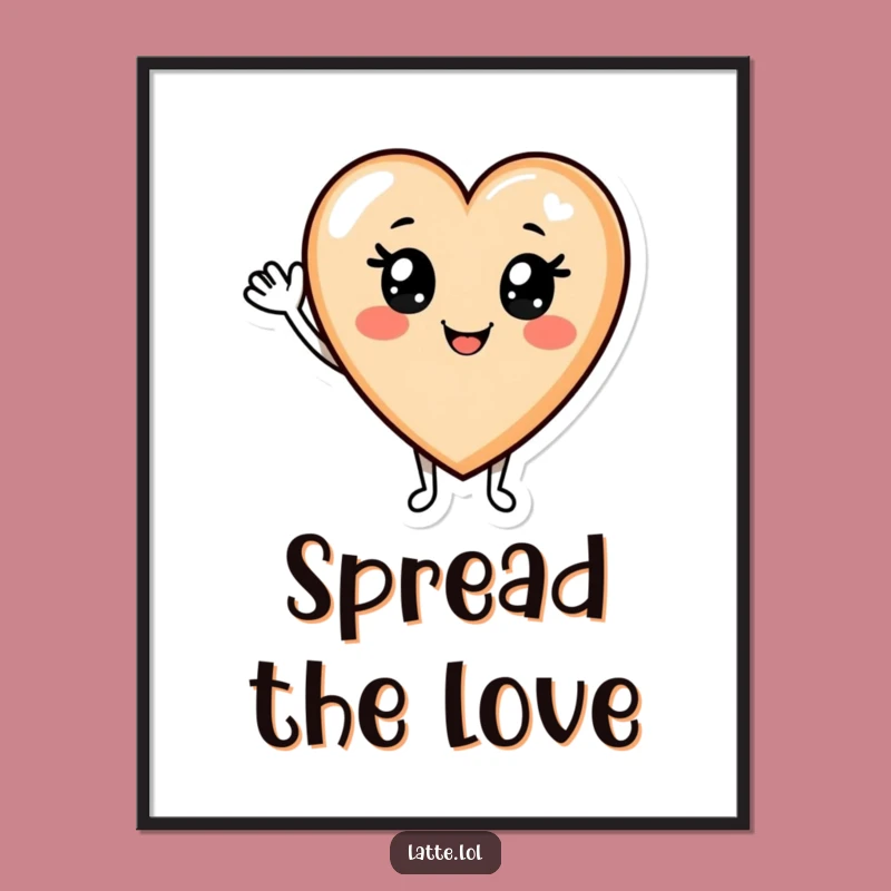 Funny Latte Heart Wave Poster: Cheerful Coffee Art Gift