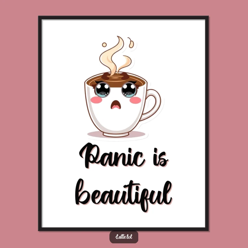 Funny Surprised Coffee Cup Poster - Vibrant Character, Whimsical Funny Gift