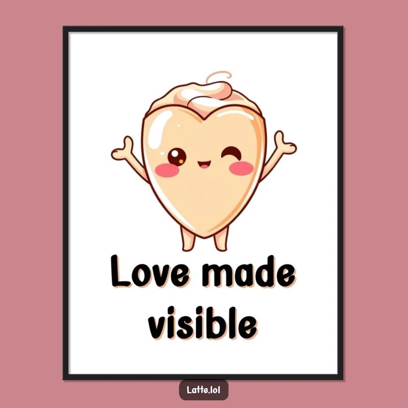 Funny Kawaii Latte Heart Poster - Cheerful Room Decor Art