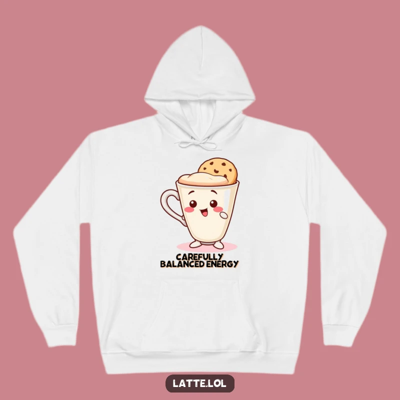 Balancing Latte Funny Hoodie: Cozy Cup, Cookie Wafer, Comfy Snack Gift