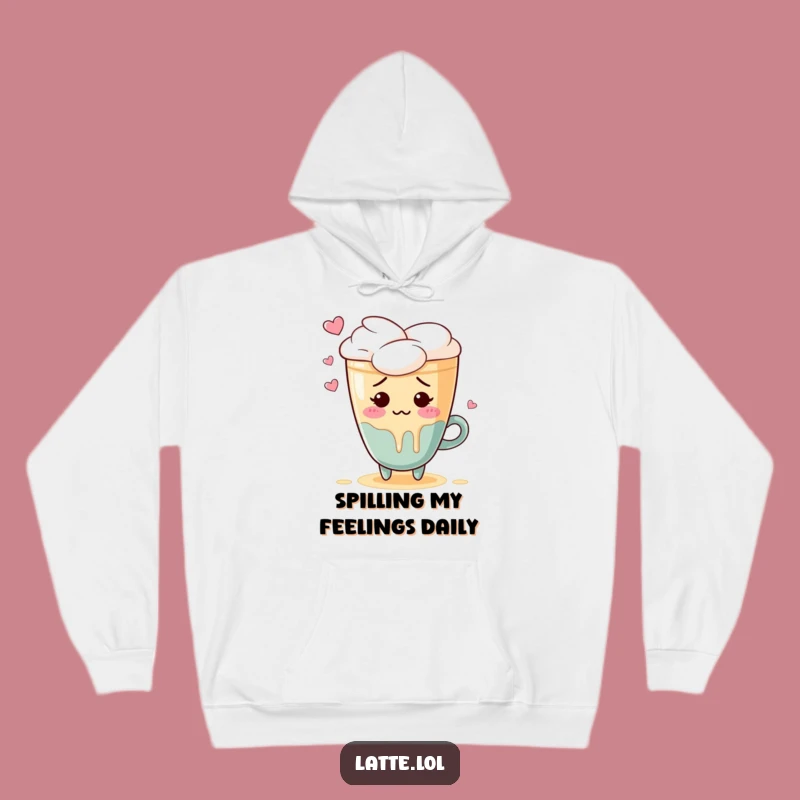 Cozy Funny Embarrassed Latte Art Hoodie: Warm Coffee Lover Gift