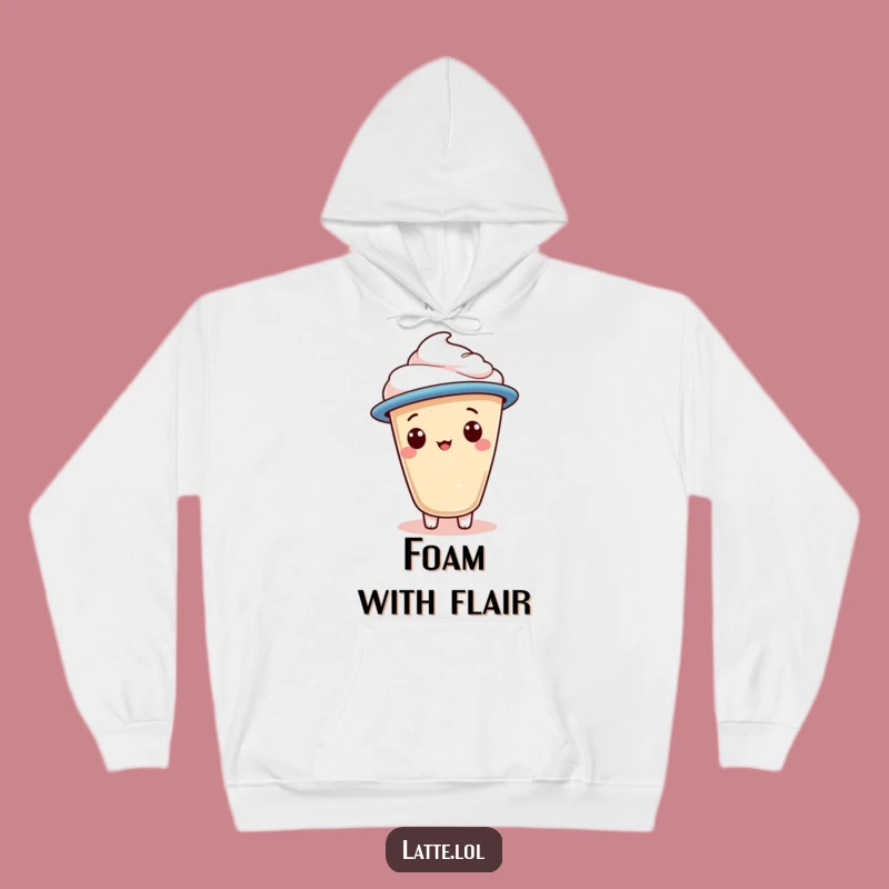 Cozy Funny Jaunty Cap Latte Foam Hoodie: Warm Coffee Lover Apparel