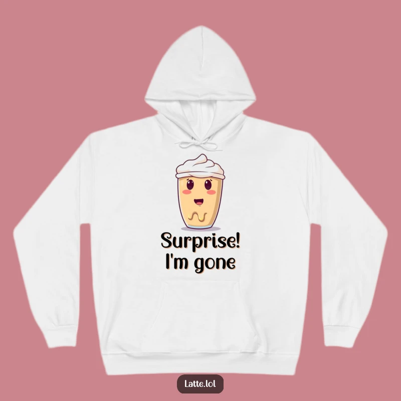 Funny Melting Latte Art Hoodie - Surprised Face, Cozy Coffee Lover Gift
