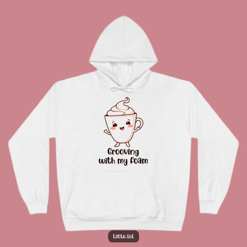 Dancing Latte Funny Hoodie: Cozy Cup, Cheerful Foam, Warm Gift