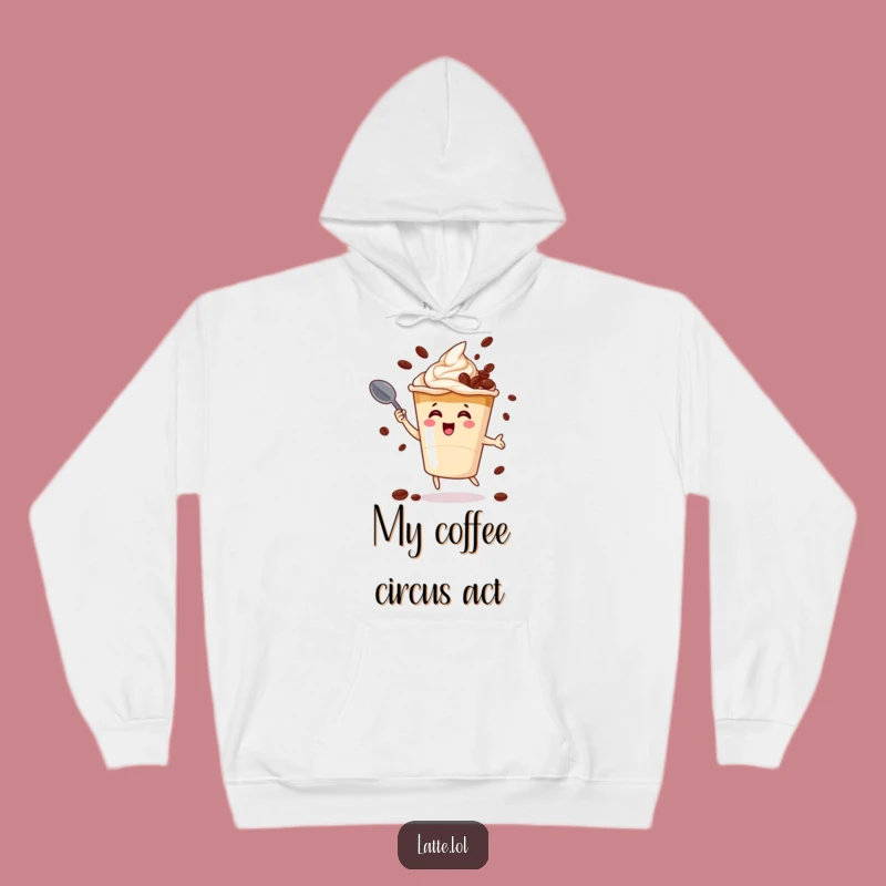 Funny Latte Juggling Hoodie: Cozy Coffee Bean Acrobat Warm Wear Gift