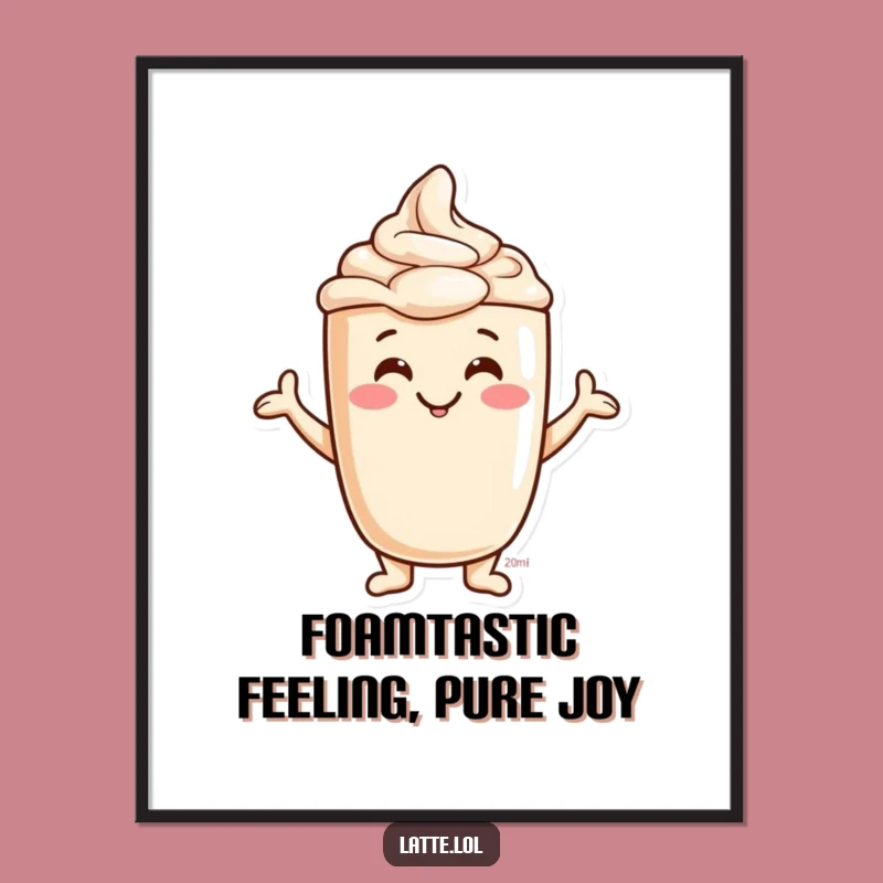 Free Printable Wall Art: Jovial Latte Foam Character, Funny Downloadable Decor