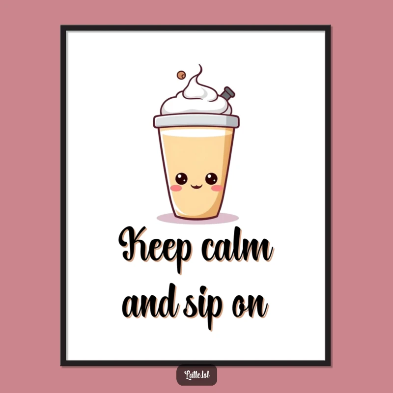 Free Printable Wall Art: Bouncing Latte Lid Art, Humorous Downloadable Decor