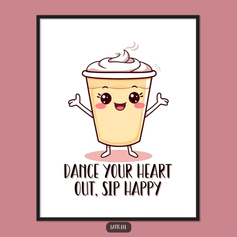 Free Printable Wall Art: Dancing Latte Art, Humorous Downloadable Decor