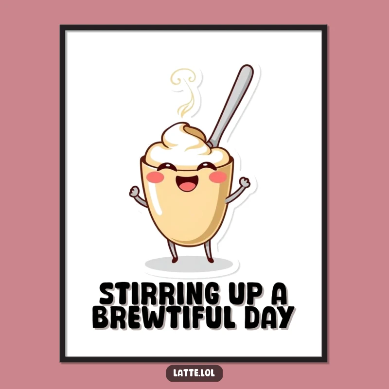 Free Printable Wall Art: Stirring Spoon Character, Funny Downloadable Decor