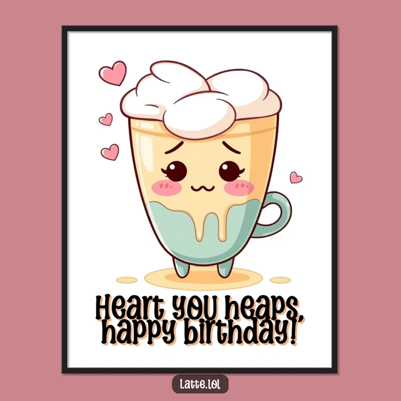 Funny Free Printable Latte Art - Embarrassed Heart, Downloadable Cafe Decor