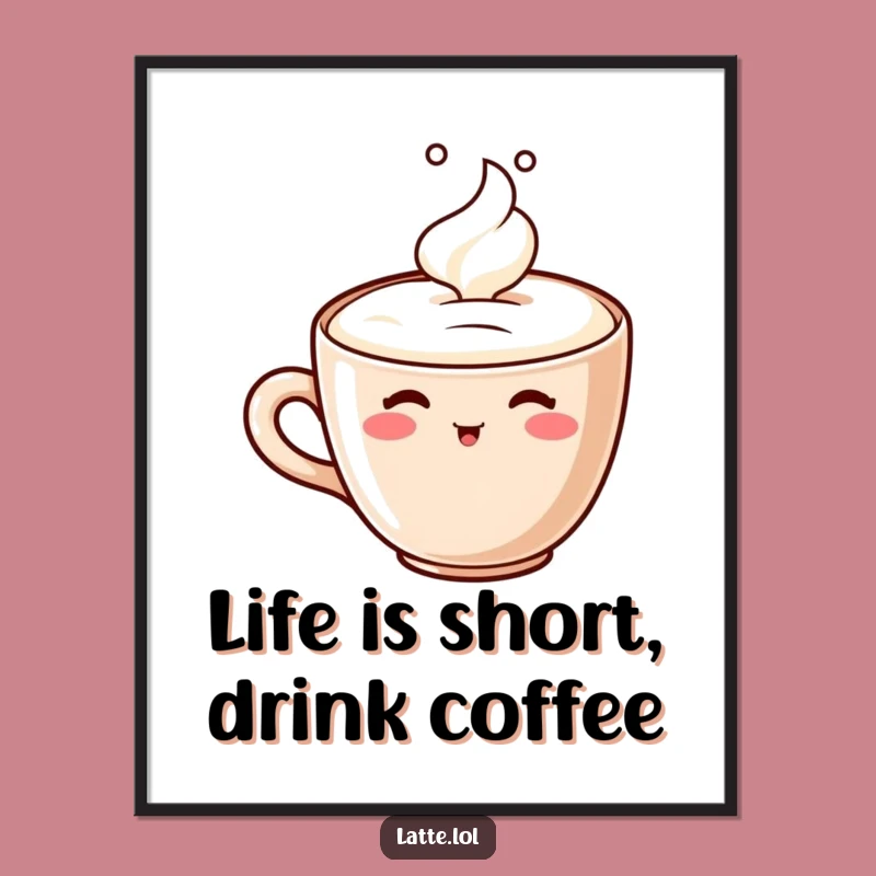 Funny Free Printable Wall Art: Whimsical Latte Sip, Downloadable DIY Decor for Coffee Nooks