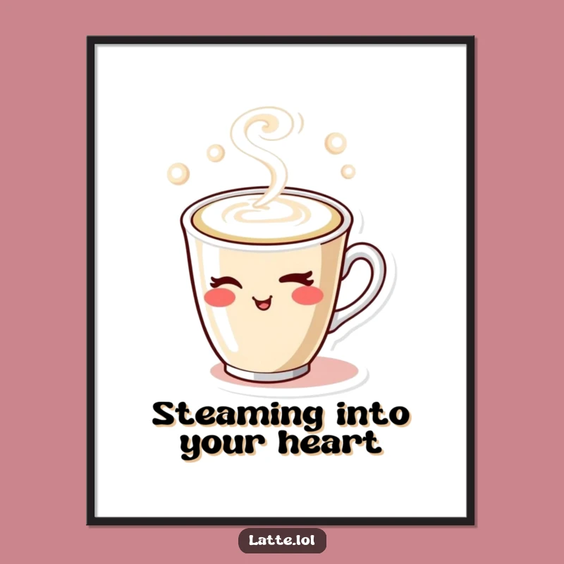 Free Printable Wall Art: Winking Latte Art Funny Downloadable Gift