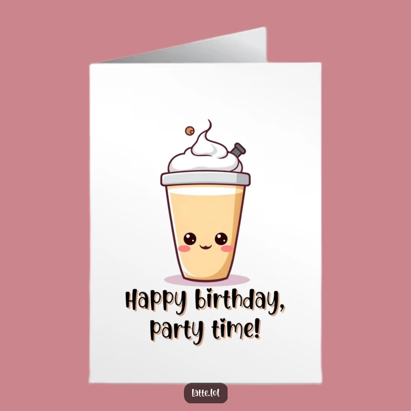 Free Printable Birthday Card: Bouncing Latte Lid, Funny Downloadable Gift
