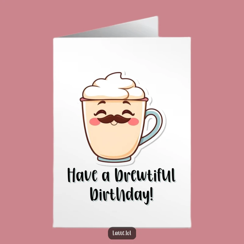 Free Printable Birthday Card: Winking Mustache Latte, Funny Downloadable Gift